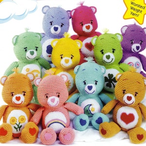 Care Bear crochet pattern PDF booklet, 10 bears, care bear pattern, bedtime bear, funshine bear, good luck bear, soft toy crochet pattern,