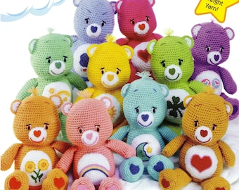 Care Bear crochet pattern PDF booklet, 10 bears, care bear pattern, bedtime bear, funshine bear, good luck bear, soft toy crochet pattern,