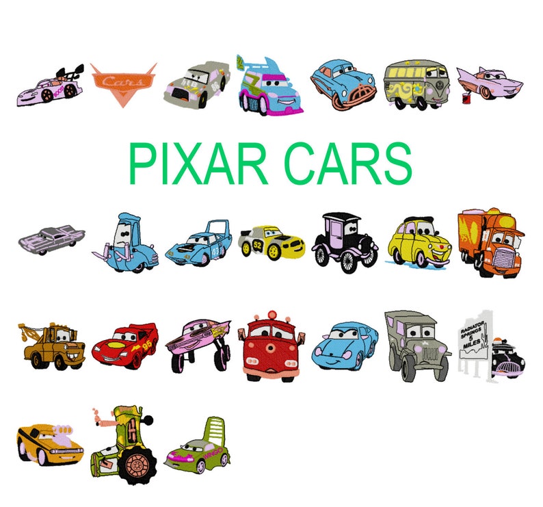 24 pixar cars machine embroidery designs disney cars  etsy 24 pixar cars machine embroidery designs disney cars  etsy