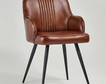 Set mit 2 Stühlen aus echtem Leder für Esszimmer und Wohnzimmer
