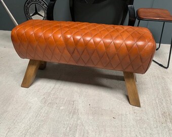 Leather Pommel bench, End of the bench, Gym bench, Entryway bench, Outdoor bench.