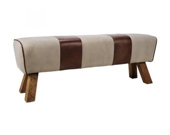 Leather Pommel bench, End of the bench, Gym bench, Entryway bench, Outdoor bench.