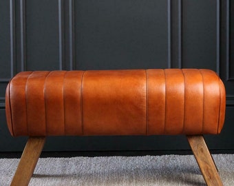 Leather Pommel bench, End of the bench, Gym bench, Entryway bench, Outdoor bench.