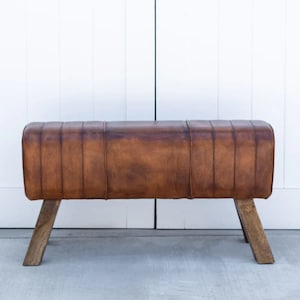 Leather Pommel bench, End of the bench, Gym bench, Entryway bench, Outdoor bench.