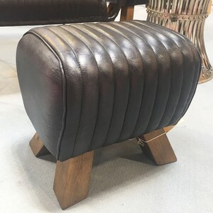 Leather ottoman stool , Pommel leather stool, Black leather ottoman, Outdoor stool, Entryway stool.