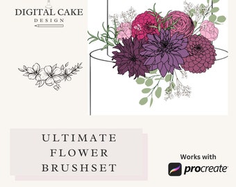 Ultimate Flower Cake Stamps for Procreate, flower Stamp Brushes, Stamps For Procreate, procreate pattern brush stamp