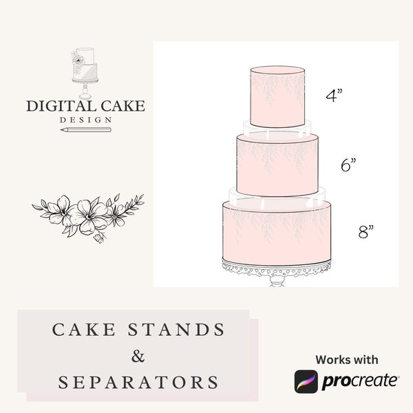 Cake Stands & Separators Stamps for Procreate, cake stand Stamp Brushes, Stamps For Procreate, procreate cake brush stamp