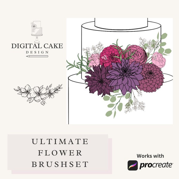 Ultimate Flower Cake Stamps for Procreate, flower Stamp Brushes, Stamps For Procreate, procreate pattern brush stamp