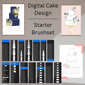 Cake Design Procreate Stamps Cake tier brushset, digital Cake Drawing, Procreate, Cake Template, Procreate Brushes image 2