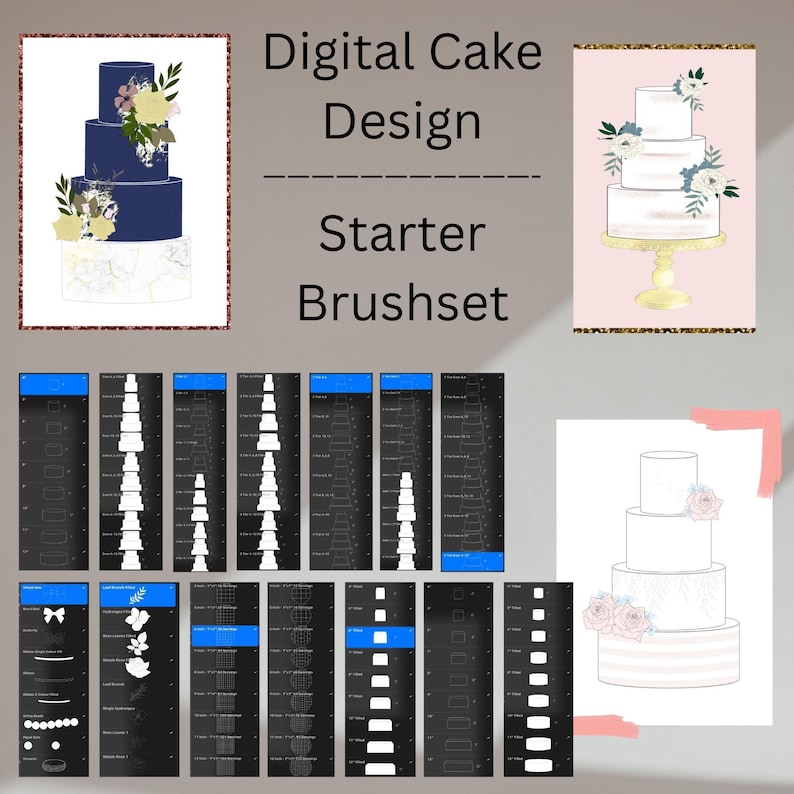 Cake Design Procreate Stamps Cake tier brushset, digital Cake Drawing, Procreate, Cake Template, Procreate Brushes image 2