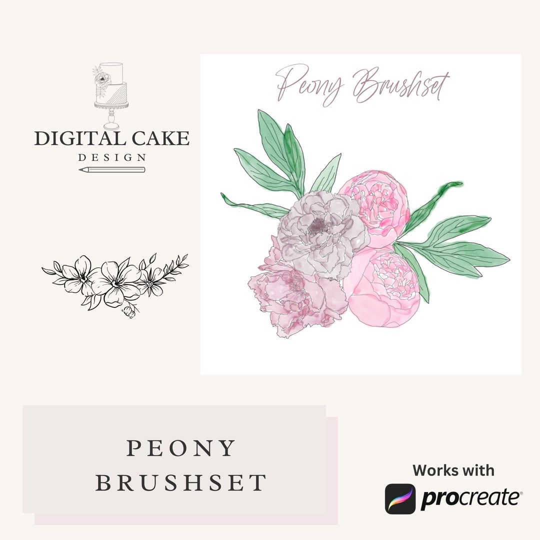 Peony Flower Procreate Stamps, Procreate Stamp Brushes, Stamps for ...