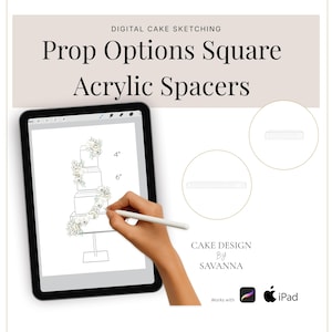 Cake Spacer Cake Sketching Procreate Stamps, Square Acrylic