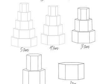 Sellos de pastel hexagonal para procrear, boceto de pastel digital, sellos de nivel de pastel para procrear