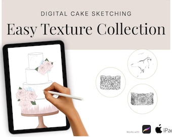 Cake Texture Procreate Stamps: Ruffles, Marble, Wood (Digital Design)