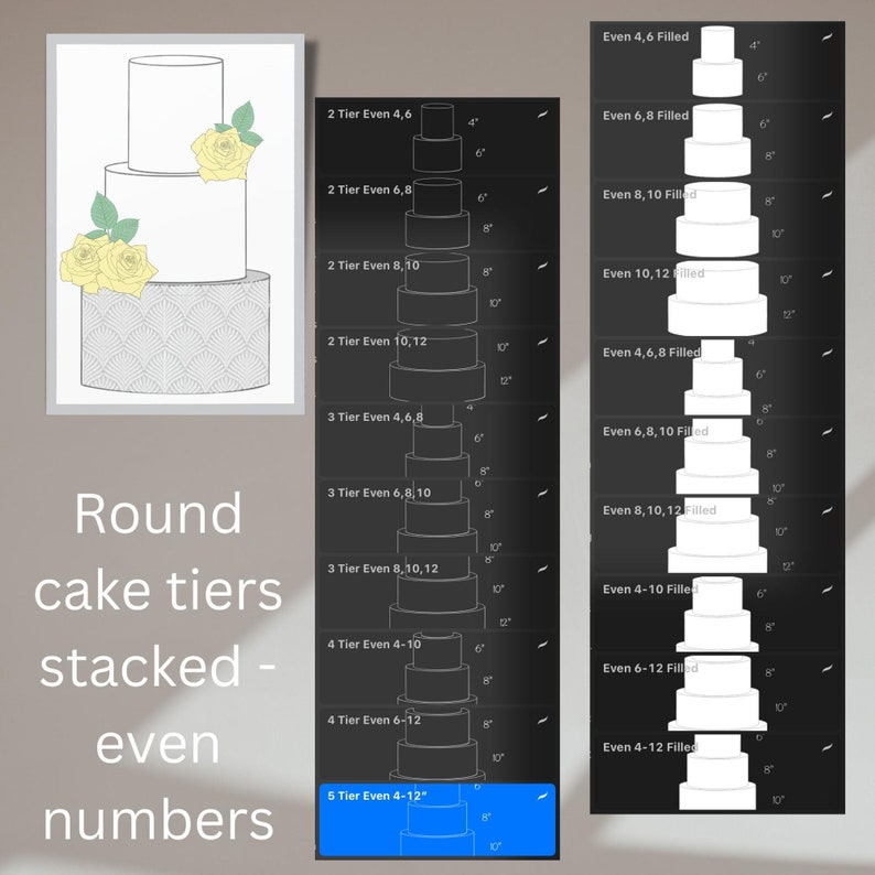 Cake Design Procreate Stamps Cake tier brushset, digital Cake Drawing, Procreate, Cake Template, Procreate Brushes image 4