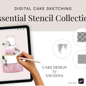 Taartstencil Procreate-stempels, textuur- en patroonborstels voor fondant, 8 essentiële caketexturen en -sjablonen