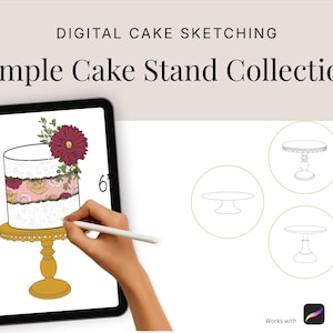 Cake Stand Procreate Stamps, Cake Design Brush Set (Digital Download)