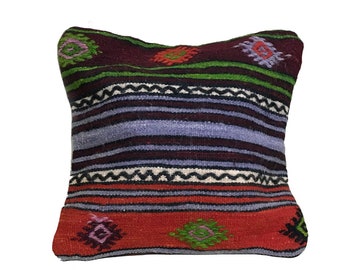 Funda de almohada Oriental Kilim, Funda de almohada, Almohada de decoración para el hogar, Almohada de alfombra, 16x16 pulgadas