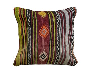 Funda de almohada Oriental Kilim, funda de almohada, almohada de decoración para el hogar, almohada de alfombra, 16x16 pulgadas