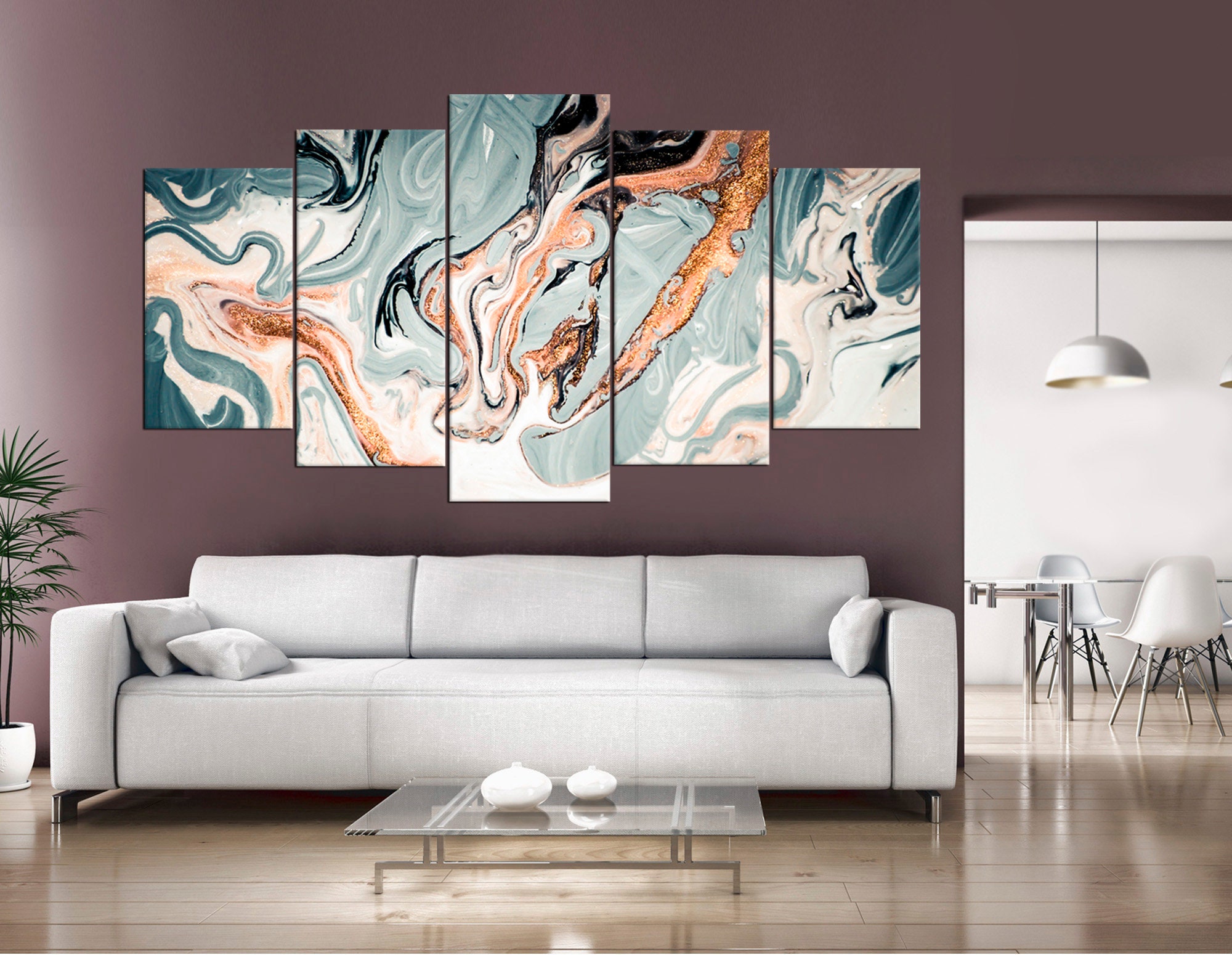 Marble Wall Art Marble Framed Print on Canvas Trendy Wall Etsy