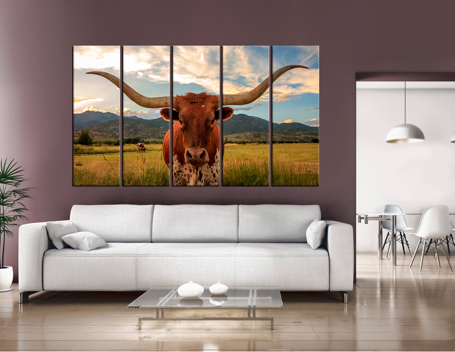 Texas Longhorn Wall Art Longhorn Steer Contemporary Artwork | Etsy