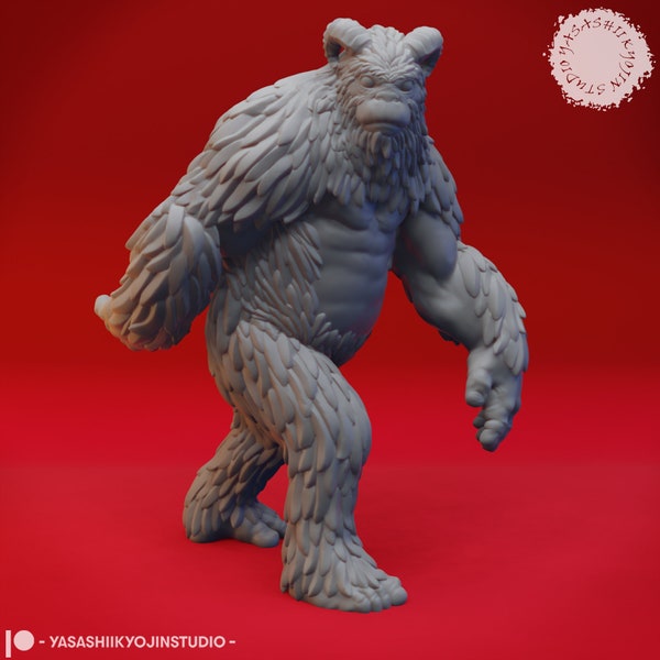 Yeti, Sasquatch 3d printed miniature for tabletop RPGs|Dungeons and Dragons|DnD|D&D|Pathfinder