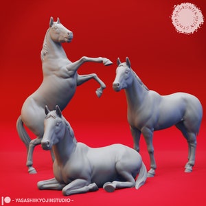 Horses 3d printed miniatures for tabletop RPGs|Dungeons and Dragons|DnD|D&D|Pathfinder
