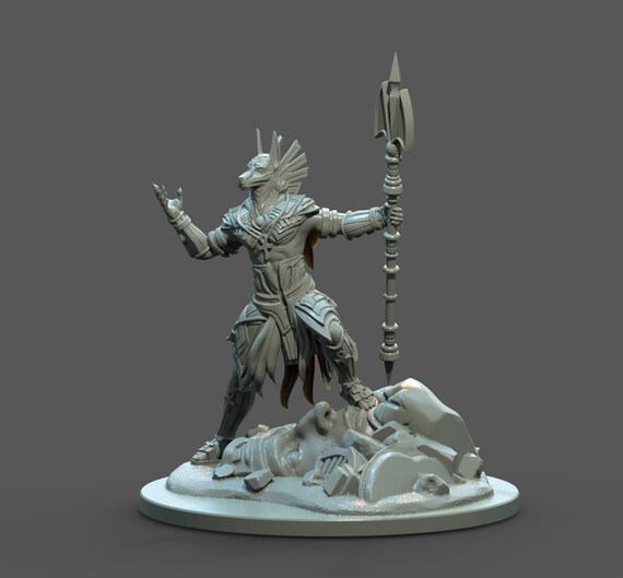 Anubis 3d Printed Miniature With Decorative Base for Tabletop - Etsy