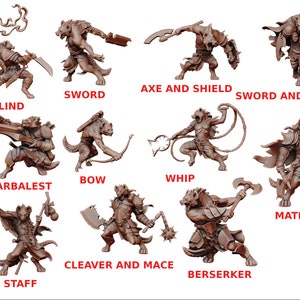 Gnoll 3d printed miniatures by Manuel Boria for tabletop RPGs|Dungeons and Dragons|DnD|D&D|Pathfinder