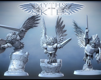 Mighty Owl Knights 3d printed miniature for Tabletop RPGs|Dungeons and Dragons|DnD|D&D|Pathfinder