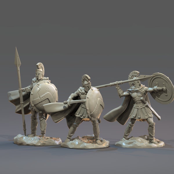 Spartan Soldier 3d printed miniatures with decorative base for tabletop RPGs|Dungeons and Dragons|DnD|D&D|Pathfinder