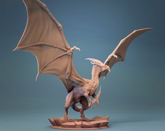 テーブルトップ RPG 用の白いドラゴンの 3D プリント ミニチュア