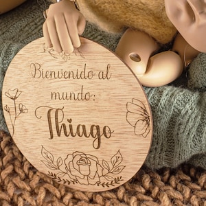 Discos de Madera para Fotos de Primer Año, Set de Tarjetas Conmemorativas Mi Primer Añito,- set de discos de madera cumplemes recién nacido.
