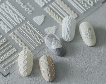 5D Pro Sweater Knit Nail Stickers – 3D Embossed, Self-Adhesive