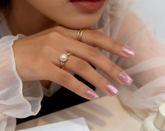 Esmalte em gel rosa cintilante olho de gato, 15ml/0,51oz - Gel para unhas com brilho livre de HEMA