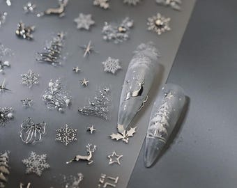 Pegatinas navideñas estereoscópicas 3D para uñas con reverso adhesivo, nuevo diseño, serie delicada, TL-256