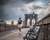 New York City Art Print, NYC Printable Art, Printable Wall Art, Brooklyn Bridge, Clouds,Bridge,Bench, Photography,photo,NYC