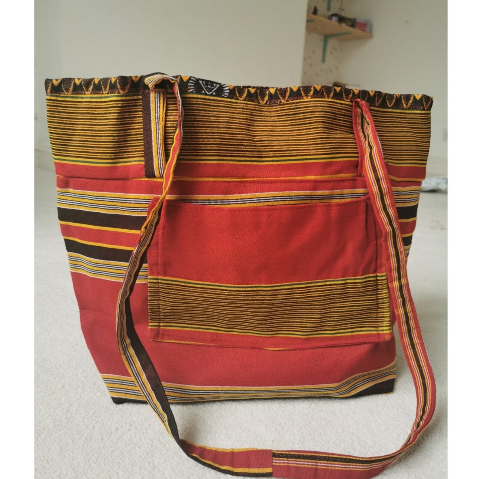 Handmade Tote Shopping Bag with front pocket African Uganda Etsy