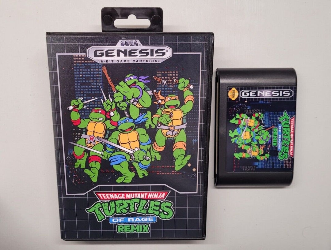 Teenage Mutant Ninja Turtles of Rage Remix for Sega Genesis + Case