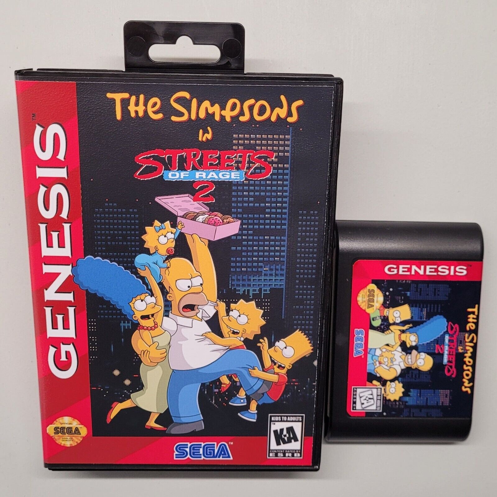 The Simpsons in S.O.R. 2 for Sega Genesis + case & artwork