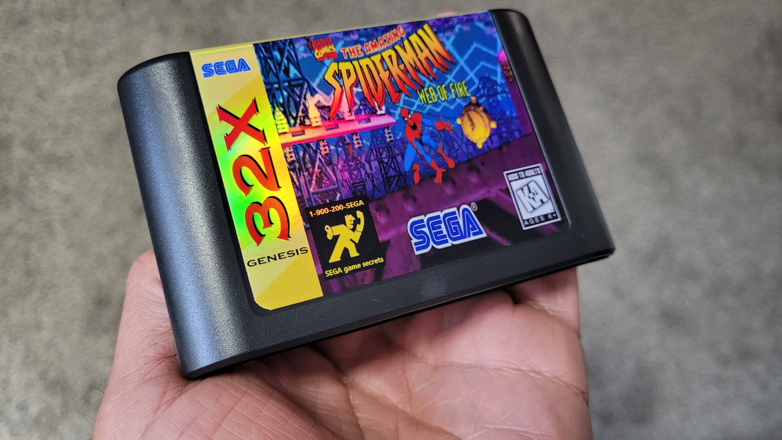 SPIDERMAN - Web of Fire for Sega 32X With HOLOGRAPHIC Label SPIDERMAN - Web of Fire for Sega 32X With HOLOGRAPHIC Label