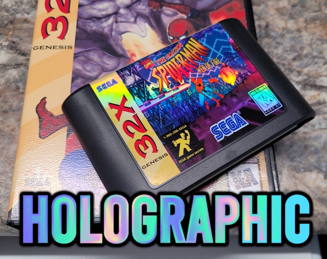SPIDERMAN - Web of Fire for Sega 32X With HOLOGRAPHIC Label
