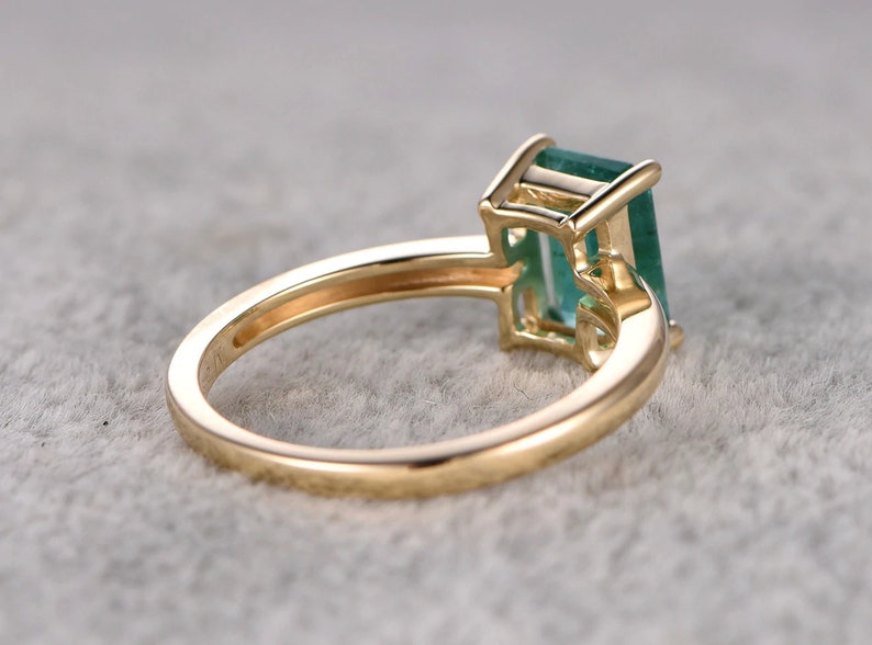 Bridal Ring Engagement Ring Emerald Ring Solitaire Rings Natural Emerald 14K Rose Gold Vermeil Sterling Silver Ring Gift for her