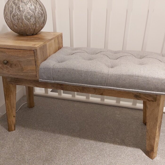 Hallway Bench Seat With Table Grey Cushion Scandinavian Lamp Etsy