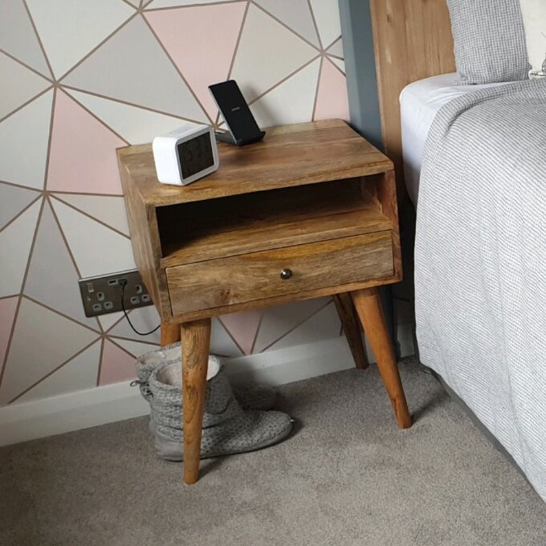 Scandinavian Style Bedside Table Nordic Retro Nightstand Side Etsy