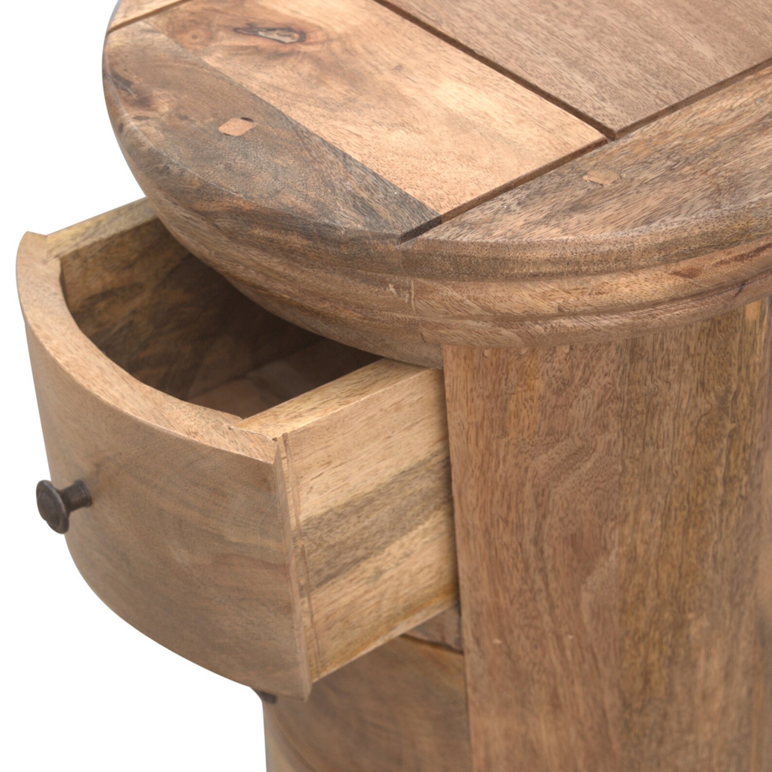 Round Rustic Side Table Chest of 5 Drawer Slim Tall Drum Style Etsy