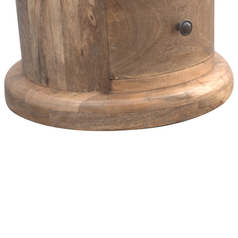 Round Rustic Side Table Chest of 5 Drawer Slim Tall Drum Style Etsy