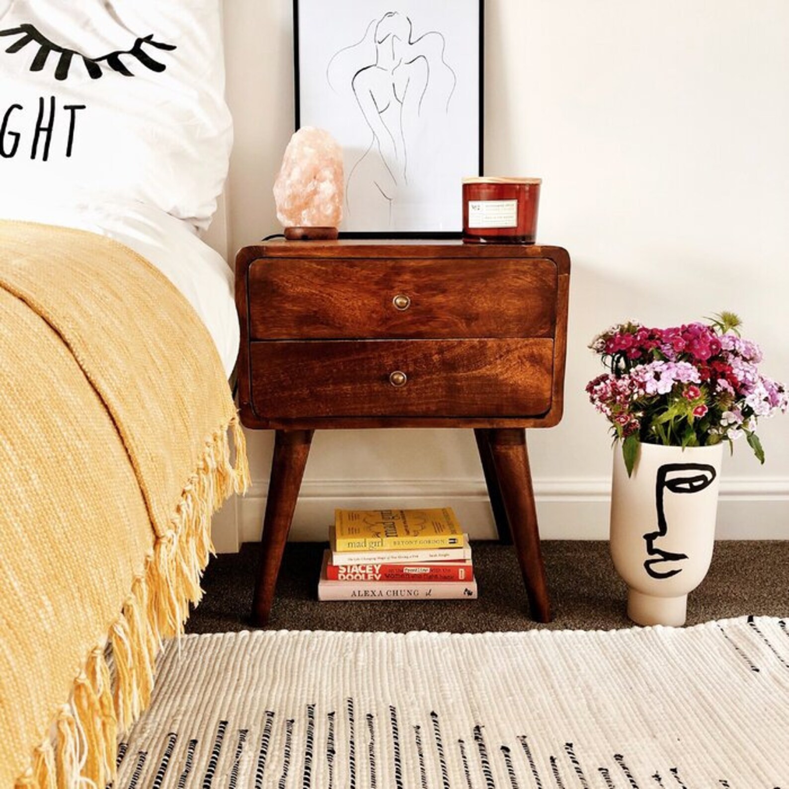 Scandinavian Style Bedside Table Nordic Retro Nightstand Side Etsy