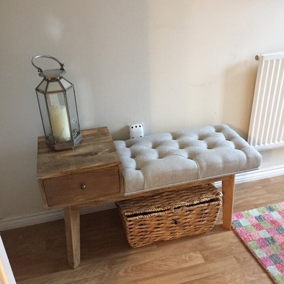 Hallway Bench Seat With Table Grey Cushion Scandinavian Lamp Etsy