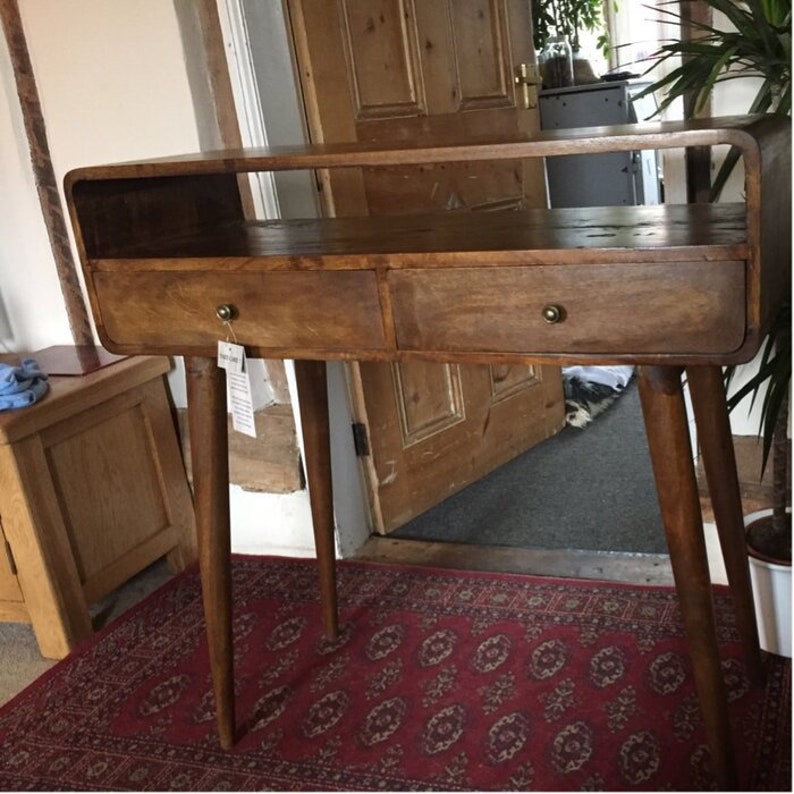 Retro Scandinavian Style Console Table With Drawers Slim Etsy UK